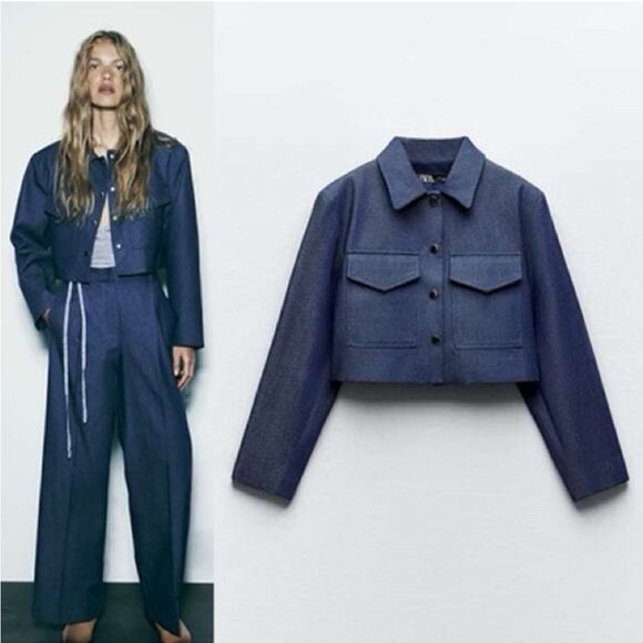 ZARA NWOT SHOULDER PAD CROPPED JACKET - Picture 5 of 12